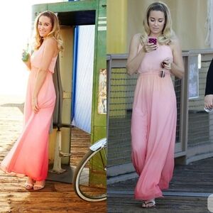 LC Lauren Conrad Pink Ombre Dye Dipped Maxi Dress With Slit